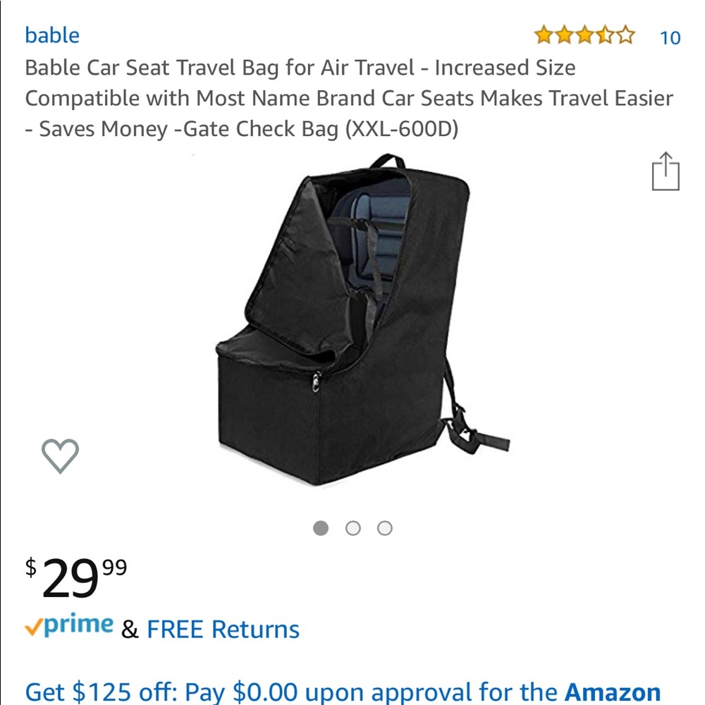 Car seat travel bag